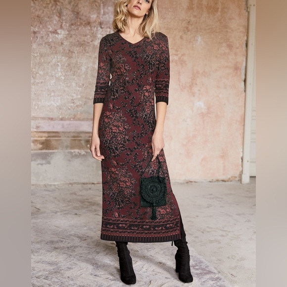 Peruvian Connection Dresses & Skirts - SOLD Peruvian Connection Midi Sweater Dress L Long Sleeves Tapestry Pima Cotton